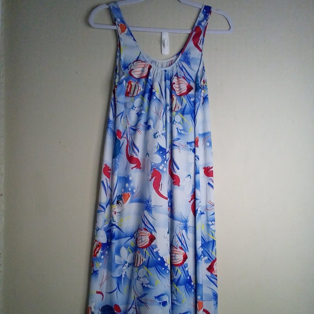 Travel-Lite Dress Women S Sleeveless Tropical Hawaiian Fish Blue
